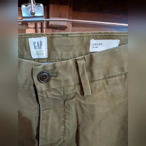Men's Vtg GAP Olive Chinos - Slim - Picture 2 of 3